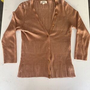 L'AGENCE Women's Ribbed V-Neck Cardigan in Blush